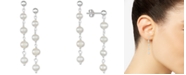 Macy's Cultured Freshwater Pearl (5-5-1/2mm) Chain Drop Earrings in Sterling Silver